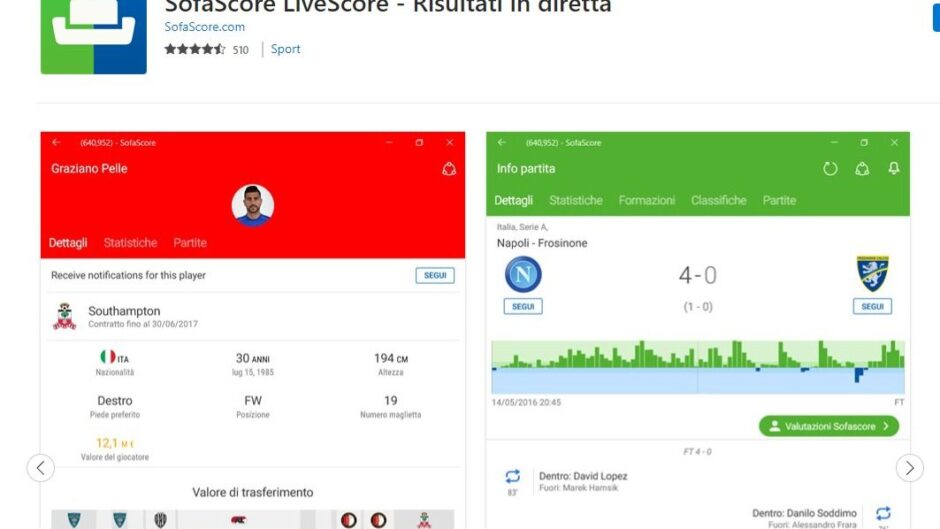 SofaScore LiveScore si aggiorna diventando finalmente una Universal App