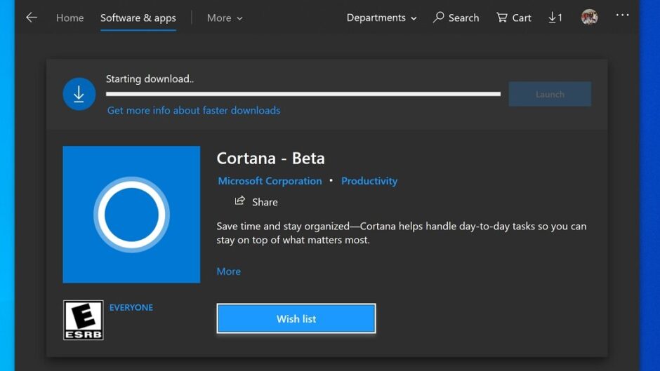 Cortana sbarca, in versione beta, sul Microsoft Store