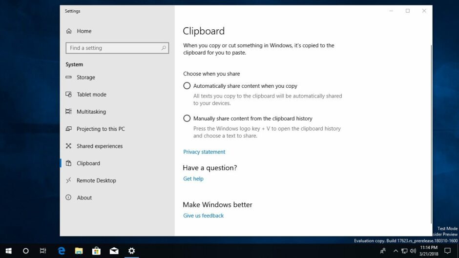 Sarà finalmente la volta buona di Clipboard con Windows 10 Redstone 5